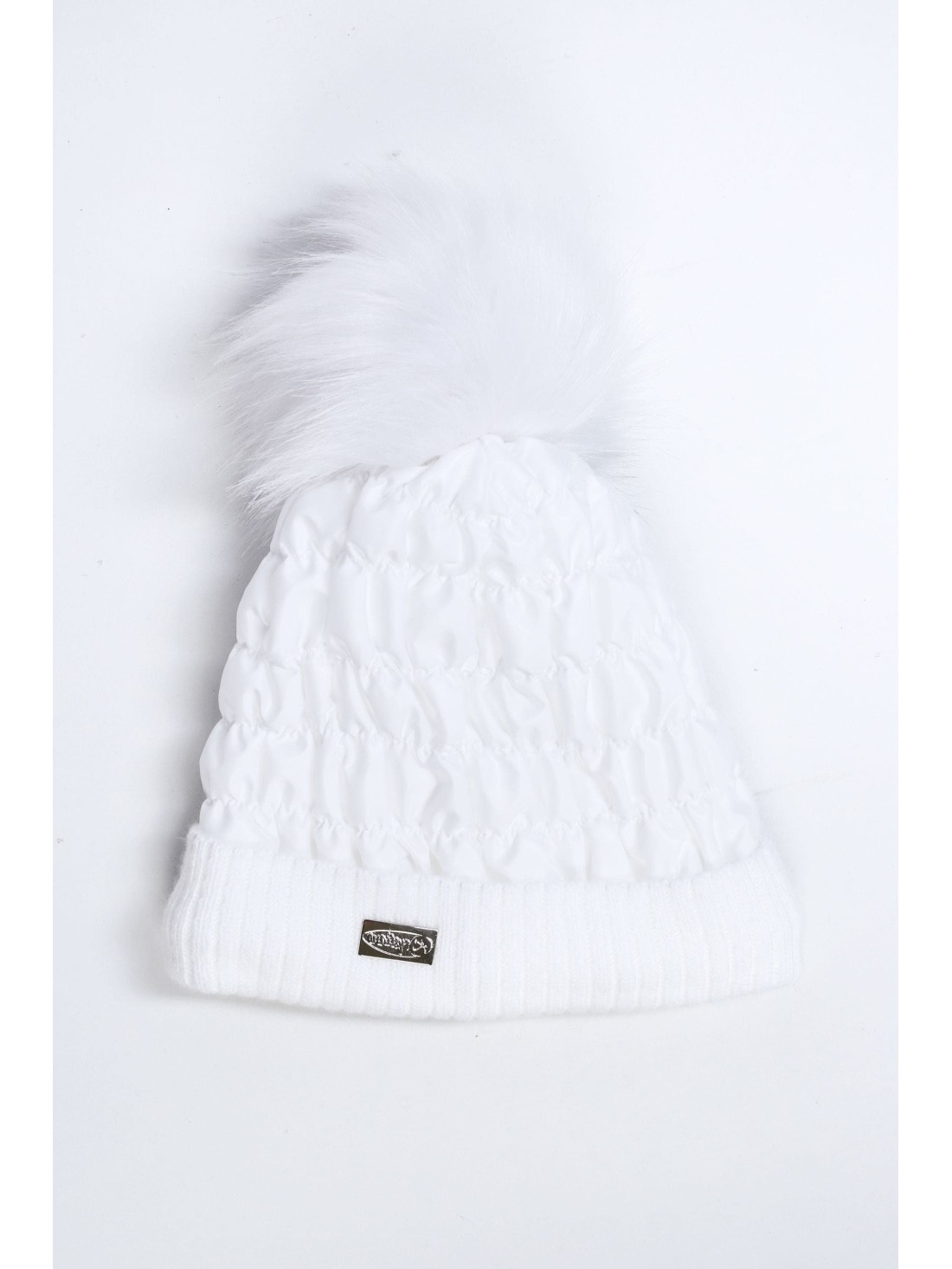 Palarie de iarna din bumbac cu pompon, alb C31 - Magazin online - Boutique